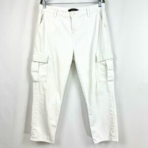 J Brand Women’s Sz 29 White Cropped Cargo Denim Jeans ‘Dylan Fit’ Casual Coastal